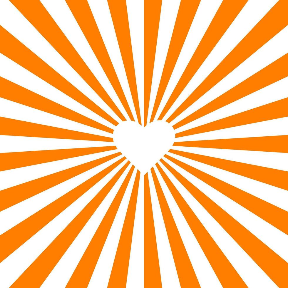 oranje wervelende patroon achtergrond met hart. halloween kleur. draaikolk starburst spiraal ronddraaien vierkant. schroef omwenteling stralen. convergeren schaalbaar strepen. vector illustratie