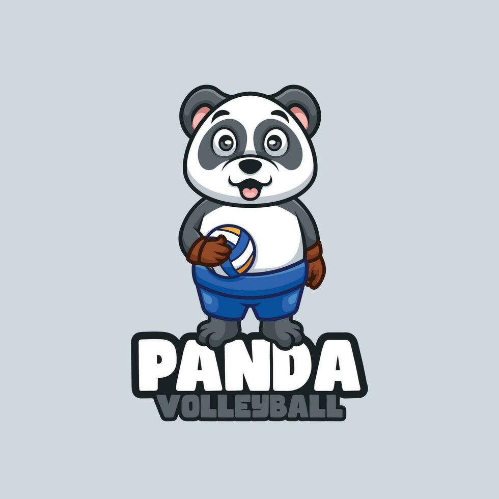 panda volleybal speler tekenfilm mascotte logo ontwerp vector