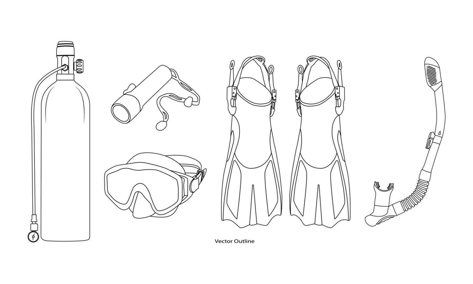 scuba duiken uitrusting snorkelen maskers, scuba duiker gereedschap van verschillend ontwerp, geïsoleerd Aan wit achtergrond, pictogrammen, vector illustratie.