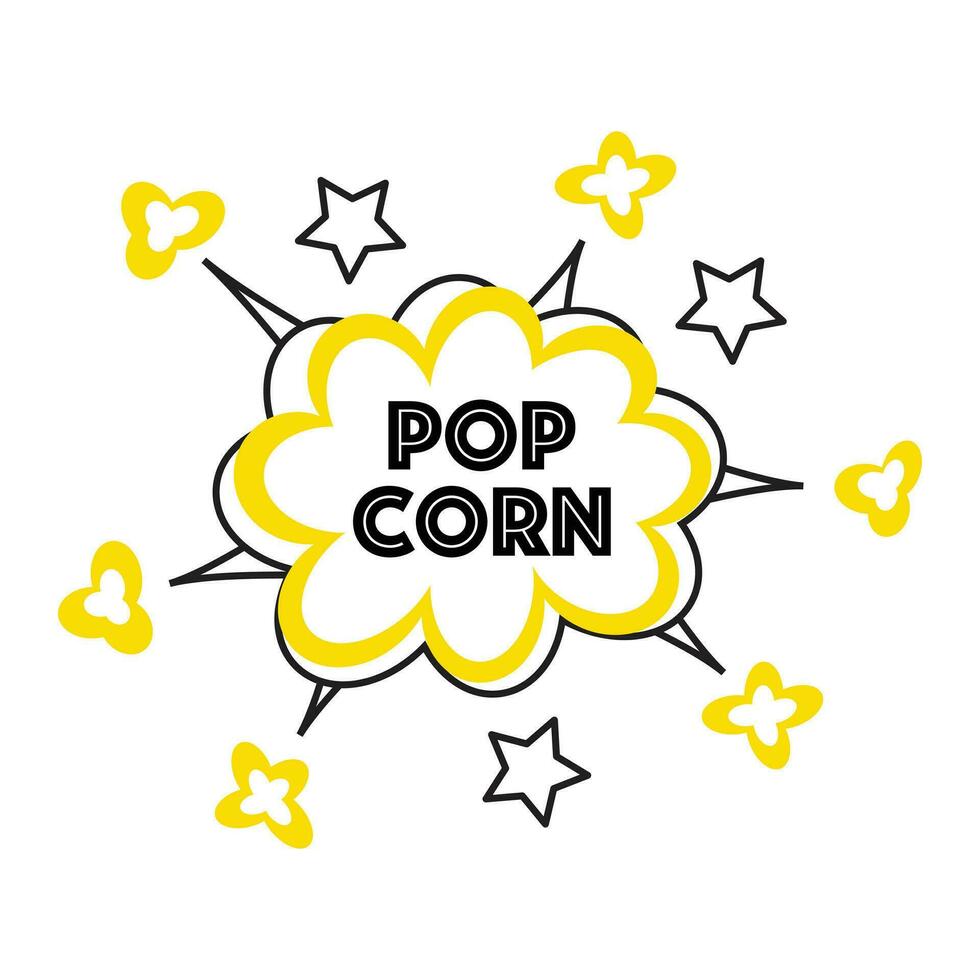 popcorn logo popcorn etiket icoon Super goed fit voor tekenfilm doos met rood strepen vector