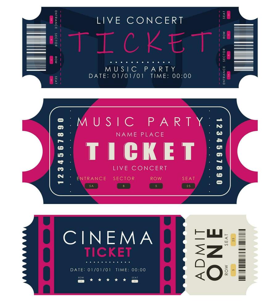 ticket set. klaar ontwerp voor uw bedrijf. geïsoleerd Aan wit achtergrond. vector illustratie.