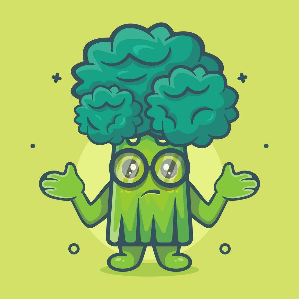 schattig broccoli groente karakter mascotte met verward gebaar geïsoleerd tekenfilm in vlak stijl ontwerp vector