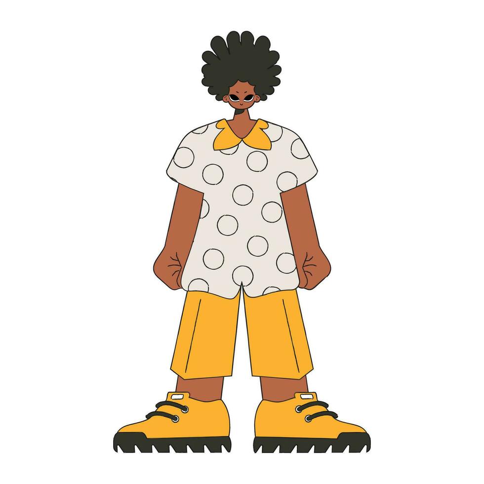 een vent met een afro kapsel in een shirt. vector