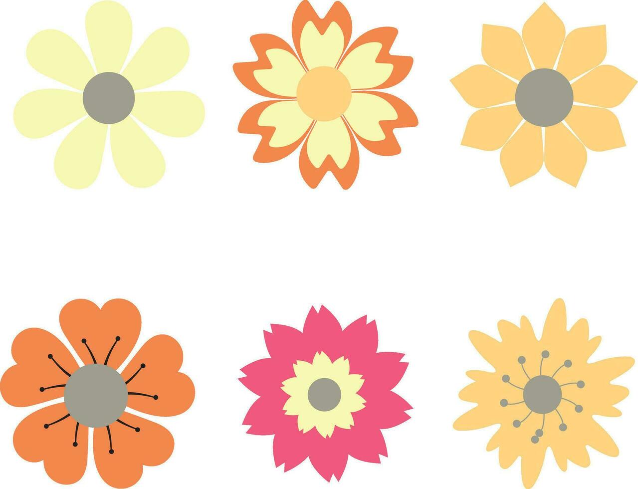 wijnoogst bloem met vlak ontwerp. vector illustratie set.