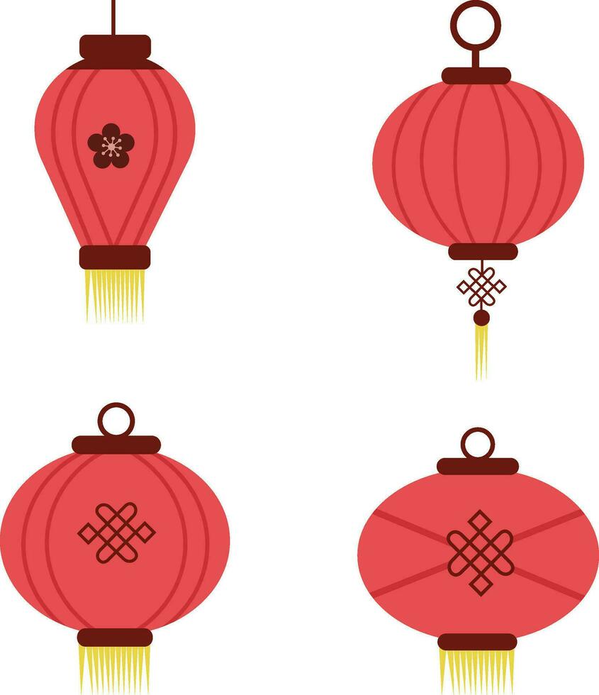 Chinese nieuw jaar lantaarn icoon set. vector illustratie