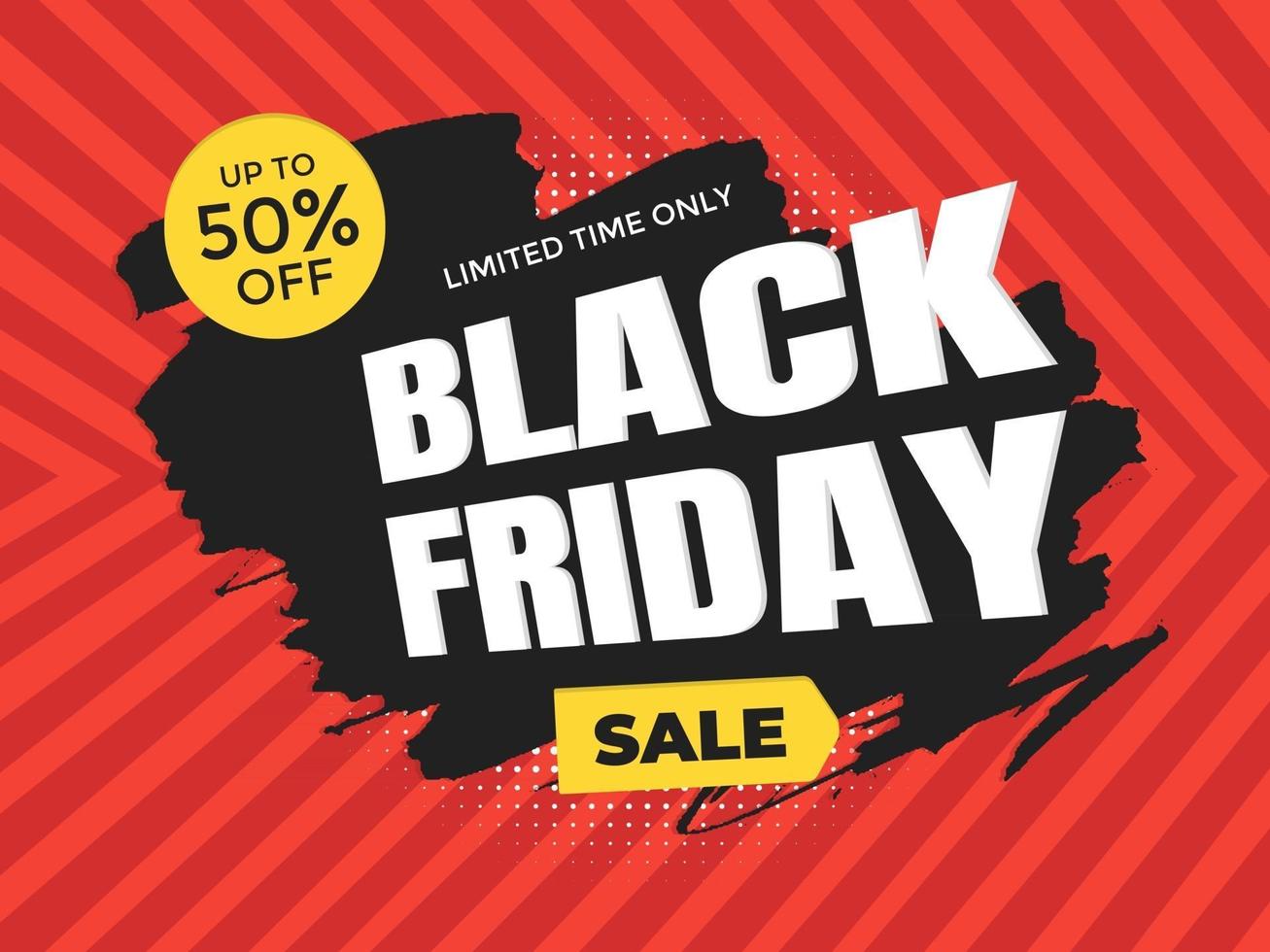 black friday sale kortingsbanner met penseelstreeksjabloonconcept vector