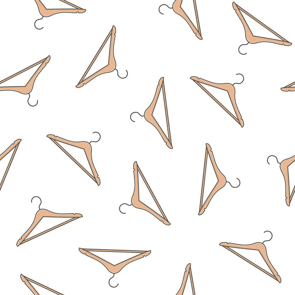 kleren hangers naadloos patroon Aan een wit achtergrond. hout hanger thema illustratie vector