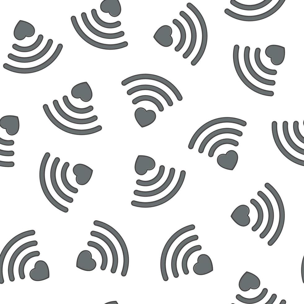 hart Wifi naadloos patroon Aan een wit achtergrond. hart en Wifi signaal illustratie vector