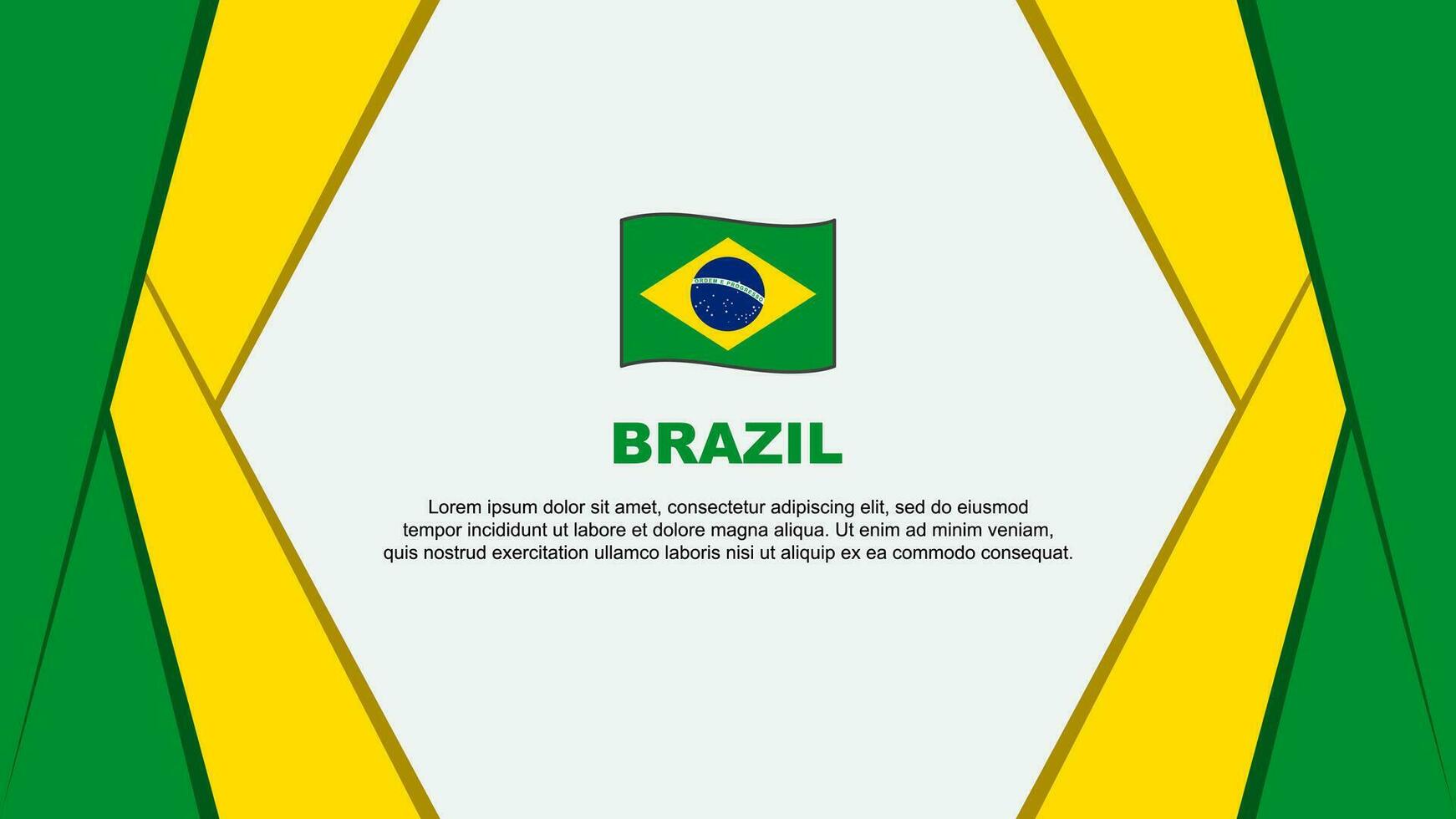 Brazilië vlag abstract achtergrond ontwerp sjabloon. Brazilië onafhankelijkheid dag banier tekenfilm vector illustratie. Brazilië vlag