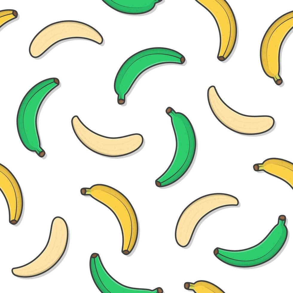 banaan fruit naadloos patroon Aan een wit achtergrond. vers banaan thema illustratie vector