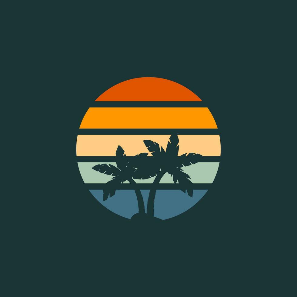 retro zonsondergang logo element vector sjabloon . zonsondergang logo element . reizen logo