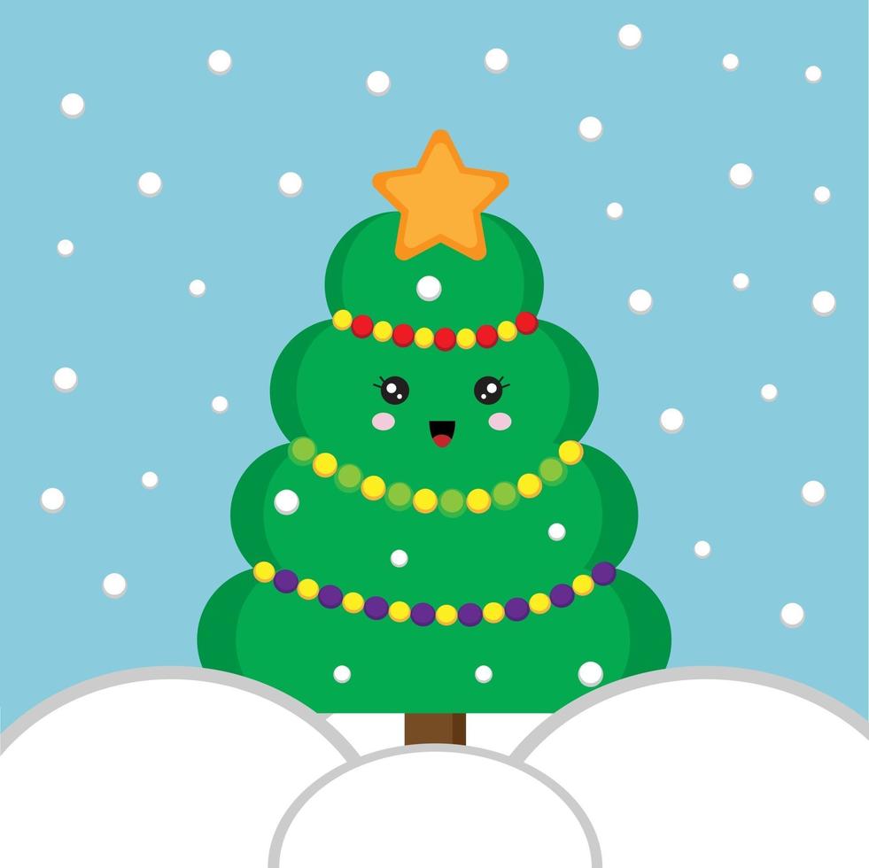 schattige kerstboom vector