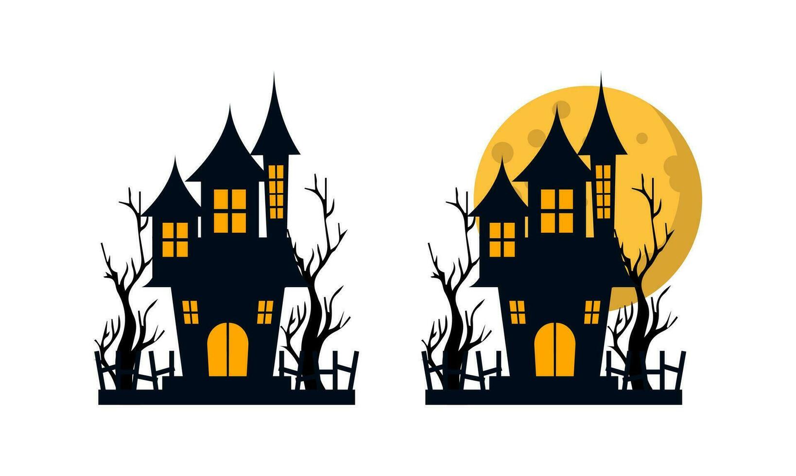 halloween kasteel illustratie . halloween kasteel met maan illustratie . gelukkig halloween viering . vector