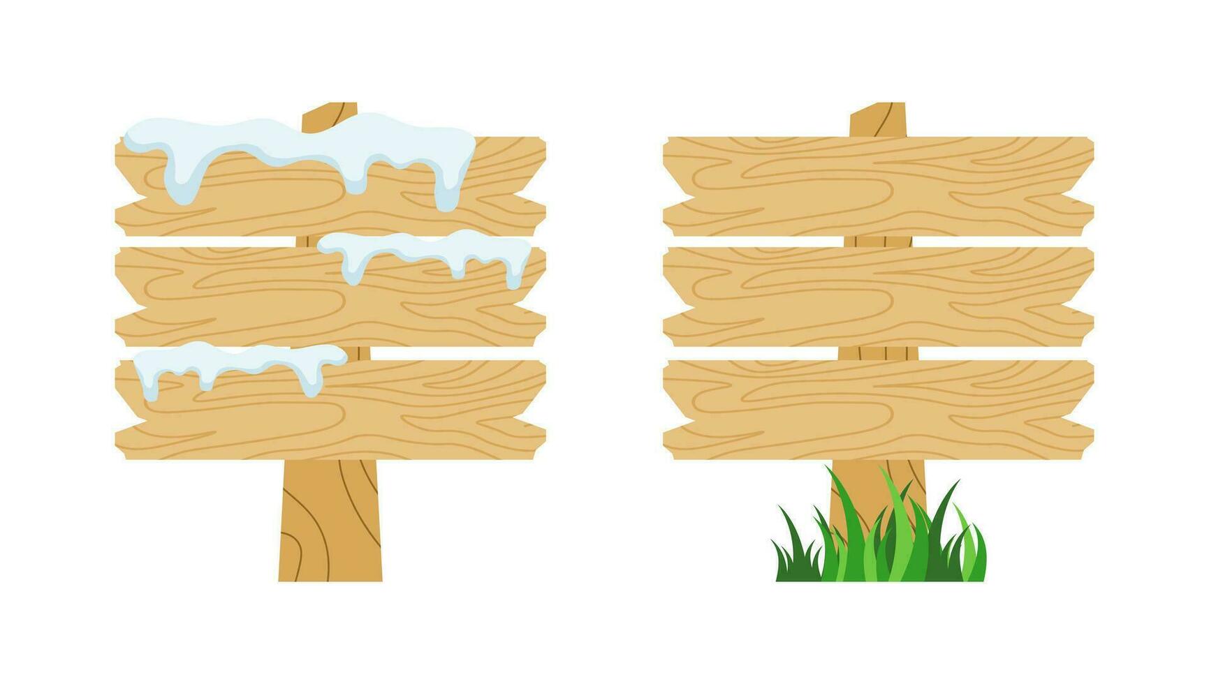 houten teken bord . houten teken met sneeuw petten . vector