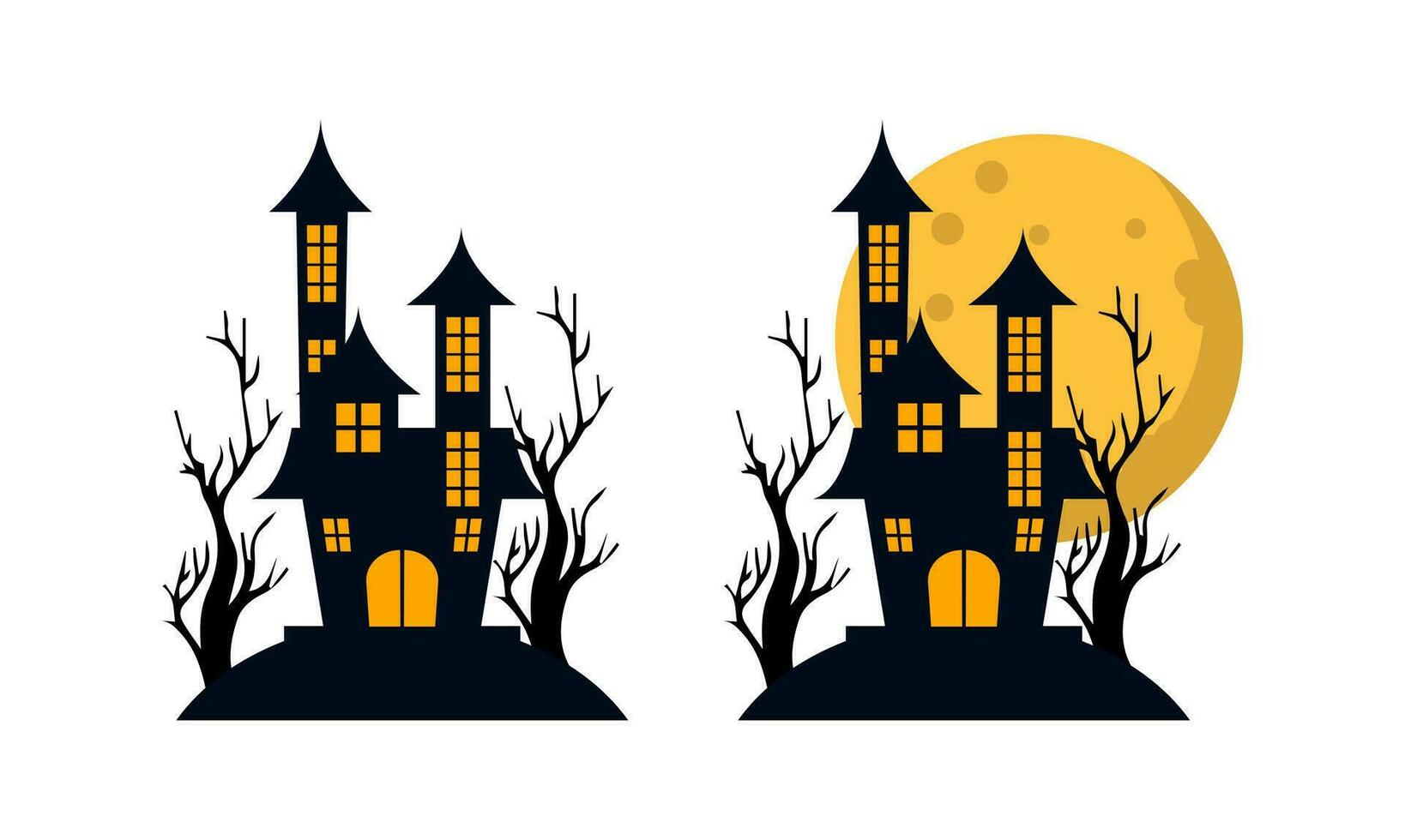 halloween kasteel illustratie . halloween kasteel met maan illustratie . gelukkig halloween viering . vector