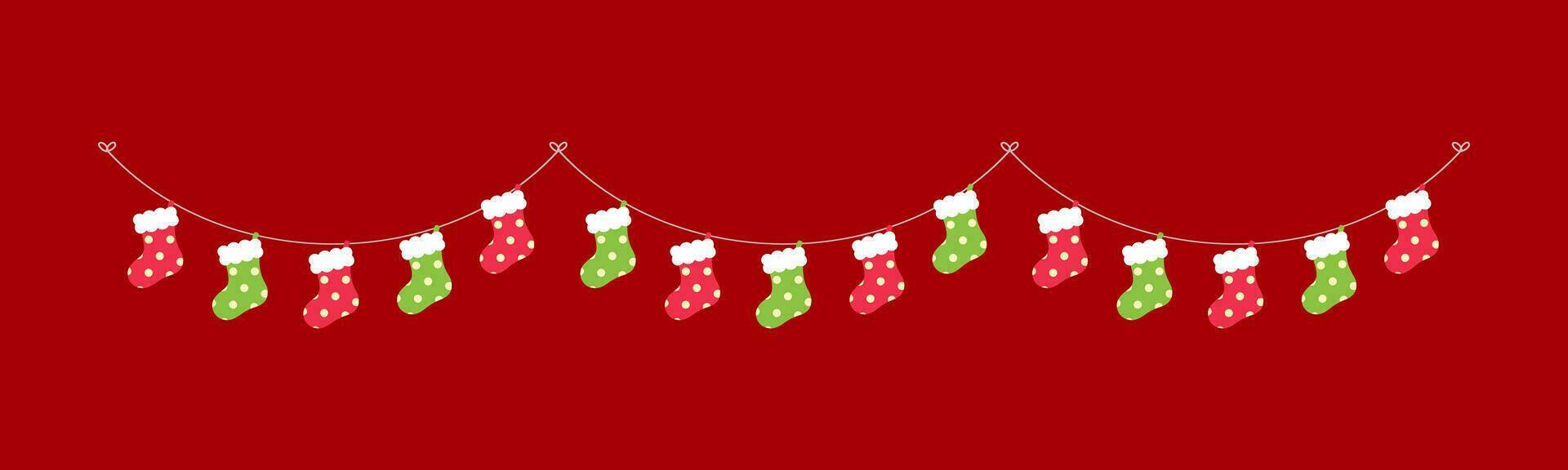 Kerstmis kous slinger vector illustratie, Kerstmis grafiek feestelijk winter vakantie seizoen vlaggedoek