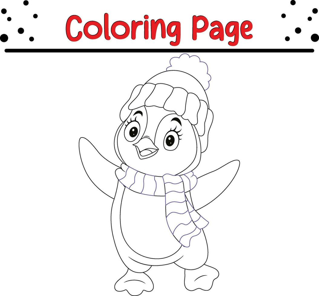 gelukkig Kerstmis pinguïn kleur bladzijde voor kinderen vector