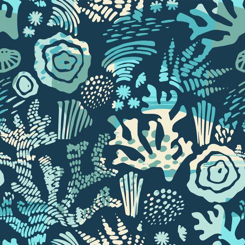 Vector zee naadloze patroon met hand getrokken texturen
