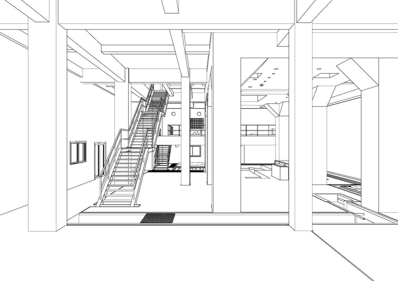 3d illustratie van industrieel gebouw vector