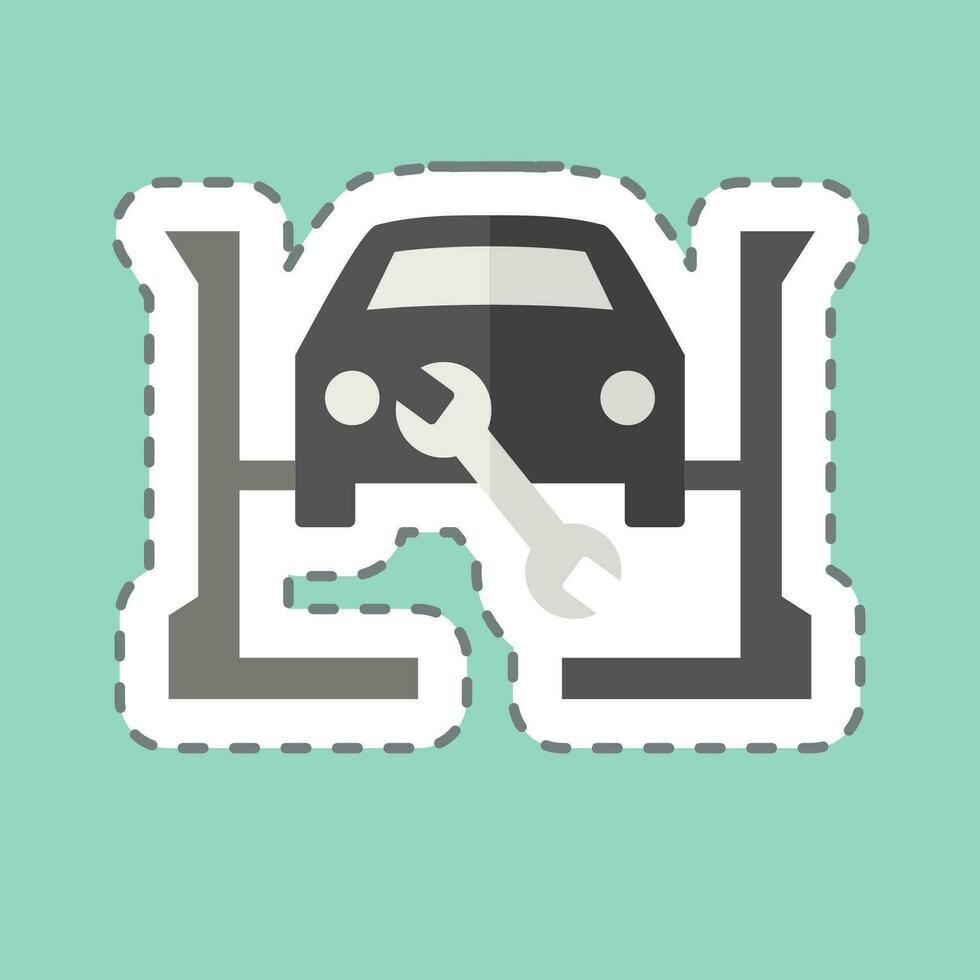 sticker lijn besnoeiing onderhoud. verwant naar auto , automobiel symbool. gemakkelijk ontwerp bewerkbaar. gemakkelijk illustratie vector