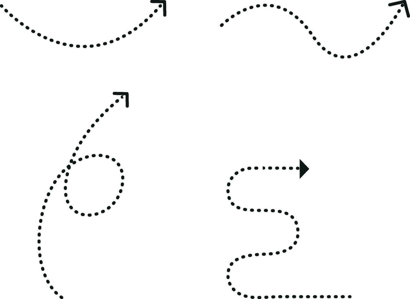 hand- getrokken stippel pijl. vector illustratie