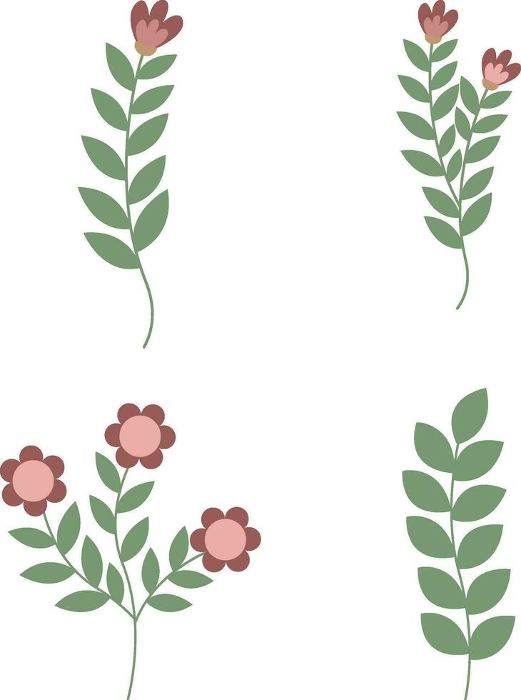 hand- getrokken bloemen vorm geven aan. vector illustratie