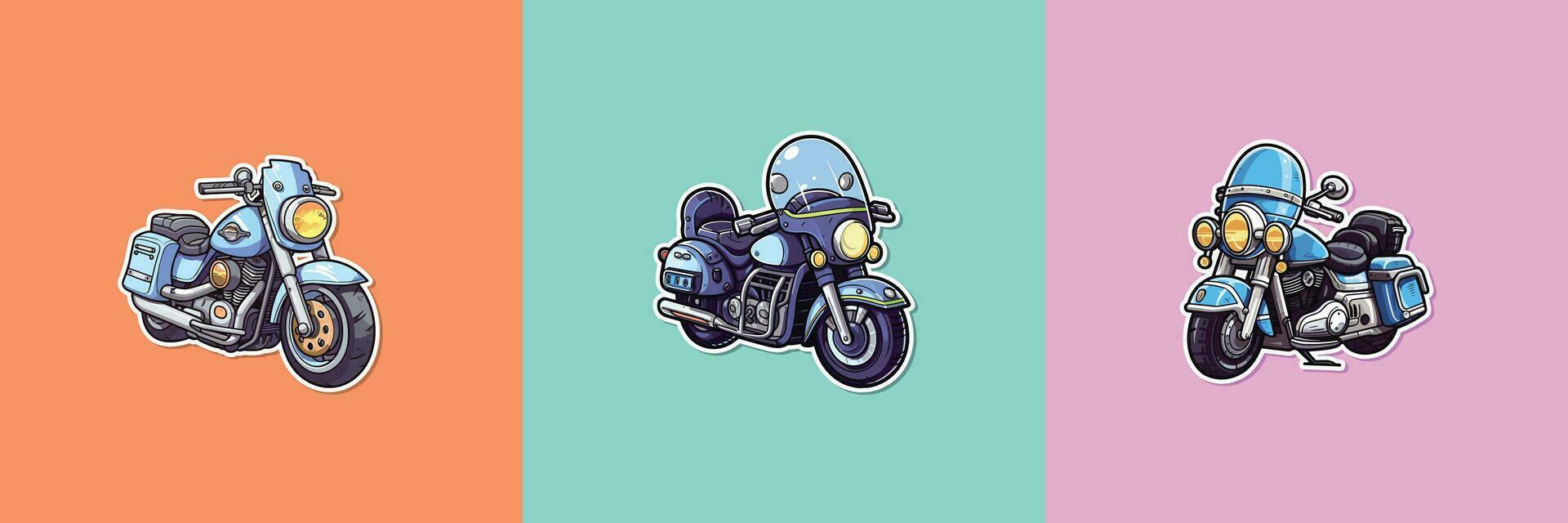Politie motorfiets sticker. kawaii tekenfilm illustratie vector
