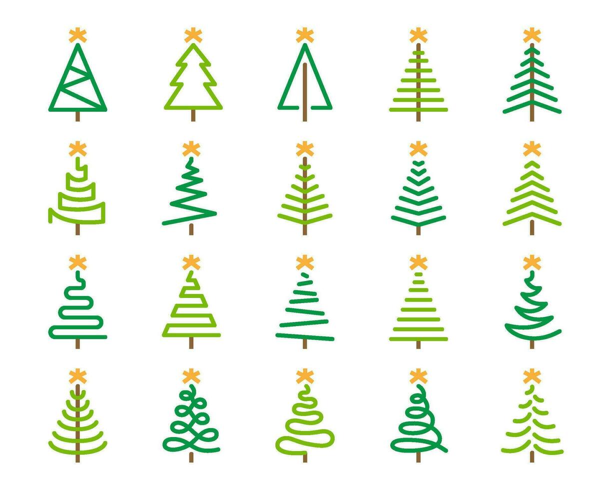 Kerstmis boom kleur lijn icoon vector