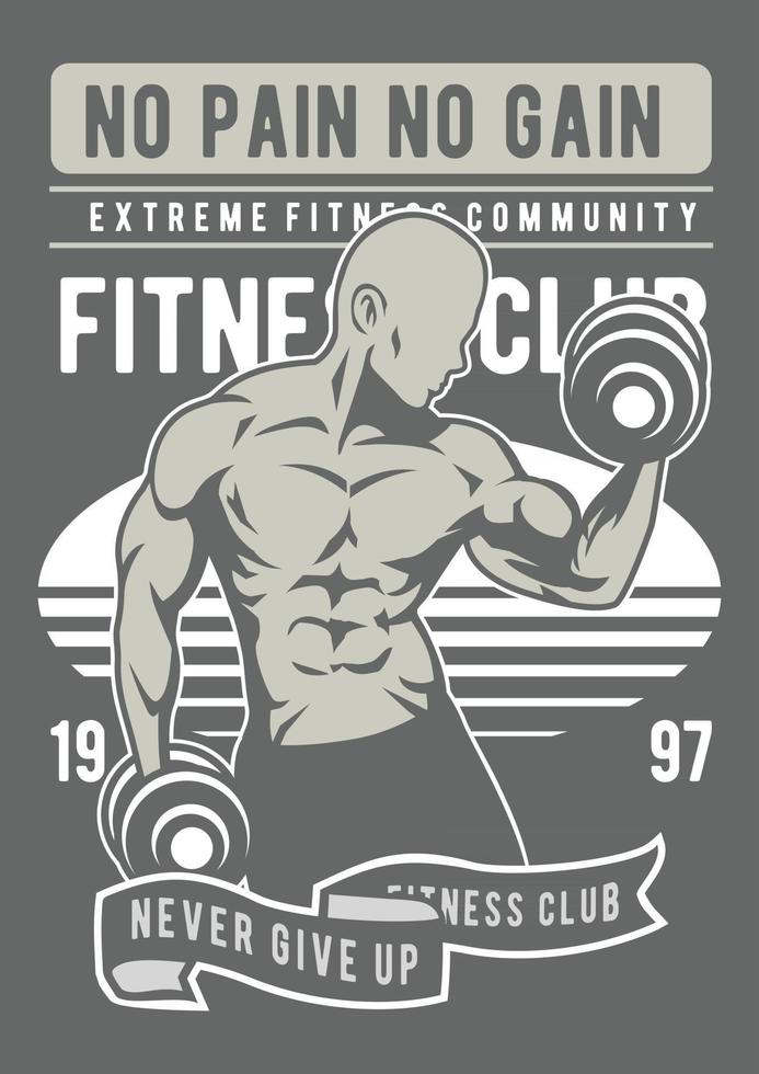 vintage fitnessbadge, retro-badgeontwerp vector