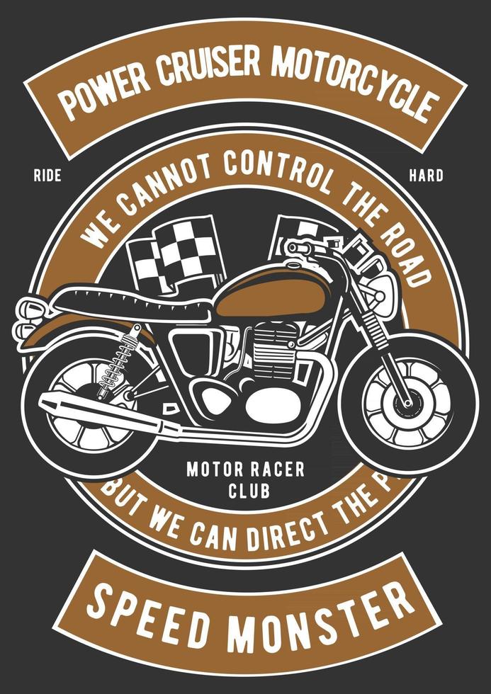 power cruiser motorfiets vintage badge, retro badge ontwerp vector