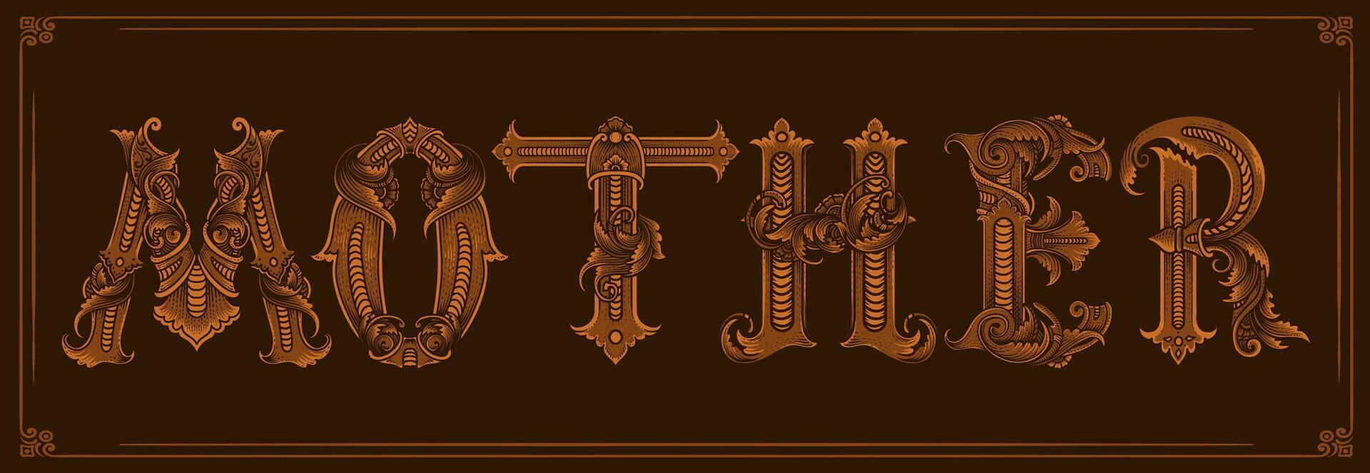 wijnoogst typografie moeder met gravure ornament brief - vector ontwerp