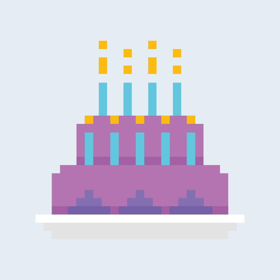 vector 8 beetje pixel verjaardag taart voedsel item voor spel middelen in vector illustratie