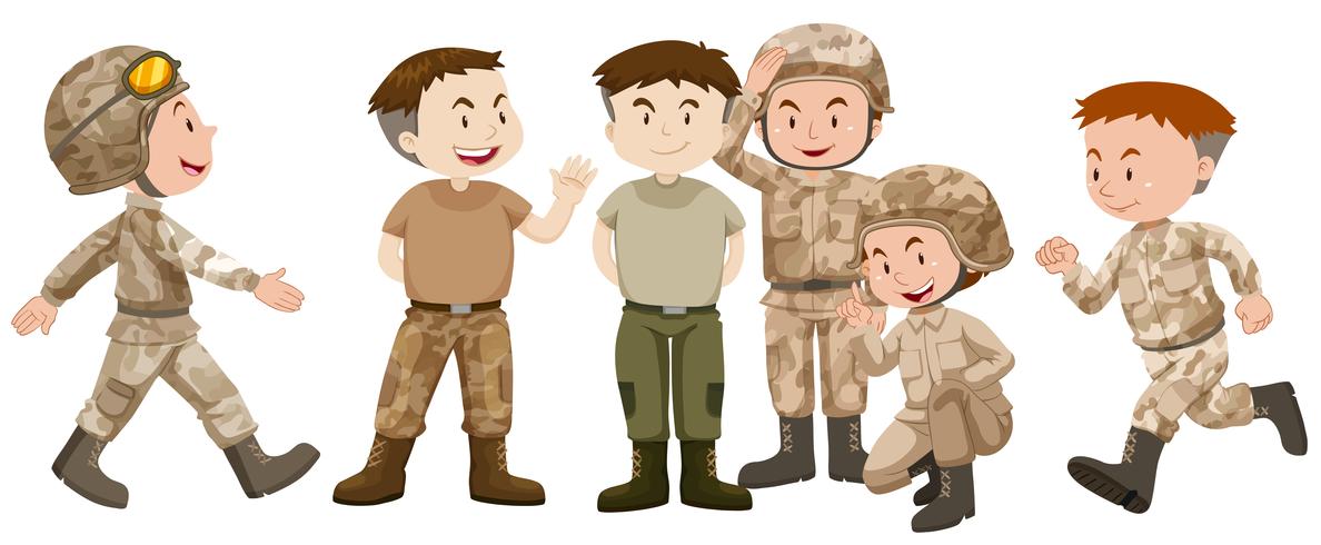 Soldaten in bruin uniform vector