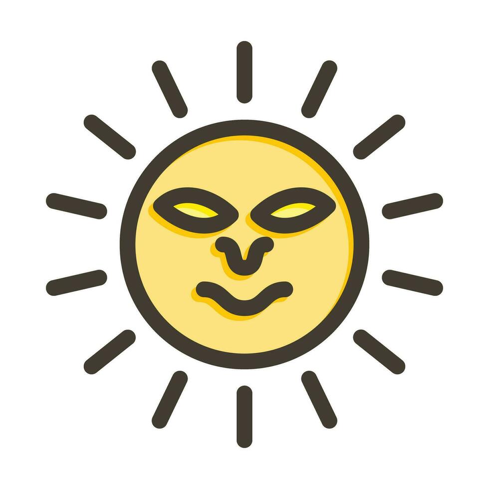 zon met gezicht vector dik lijn gevulde kleuren icoon voor persoonlijk en reclame gebruiken.