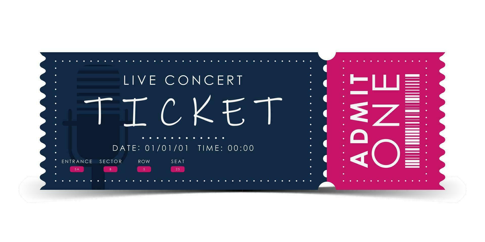 monster ticket voor binnenkomst naar een musical concert. modern ticket kaart sjabloon. vector illustratie.