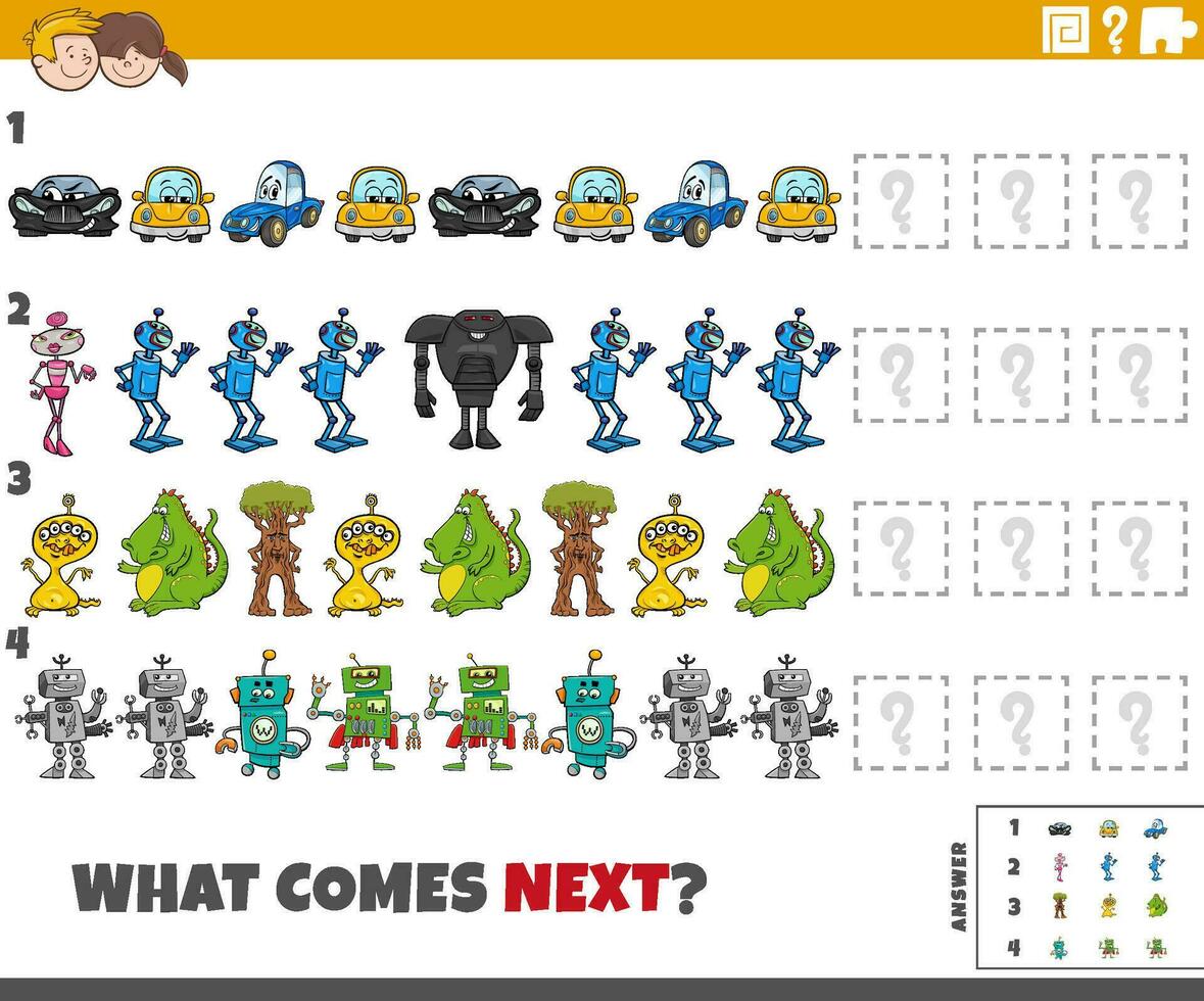leerzaam patroon spel voor kinderen met tekenfilm tekens vector