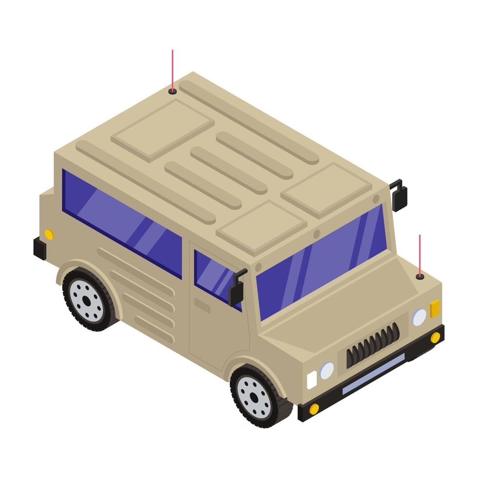 militaire jeep en voertuig vector
