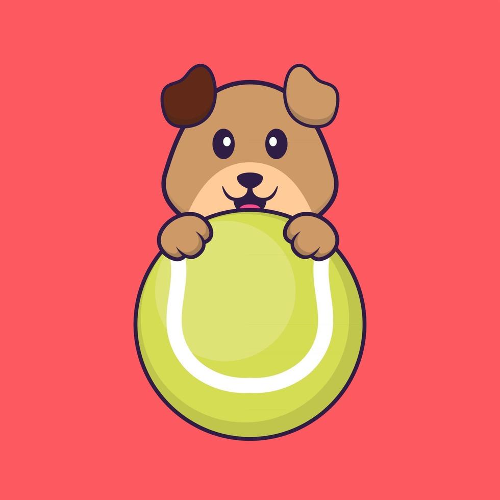 schattige hond tennissen. dierlijk beeldverhaalconcept geïsoleerd. kan worden gebruikt voor t-shirt, wenskaart, uitnodigingskaart of mascotte. platte cartoonstijl vector