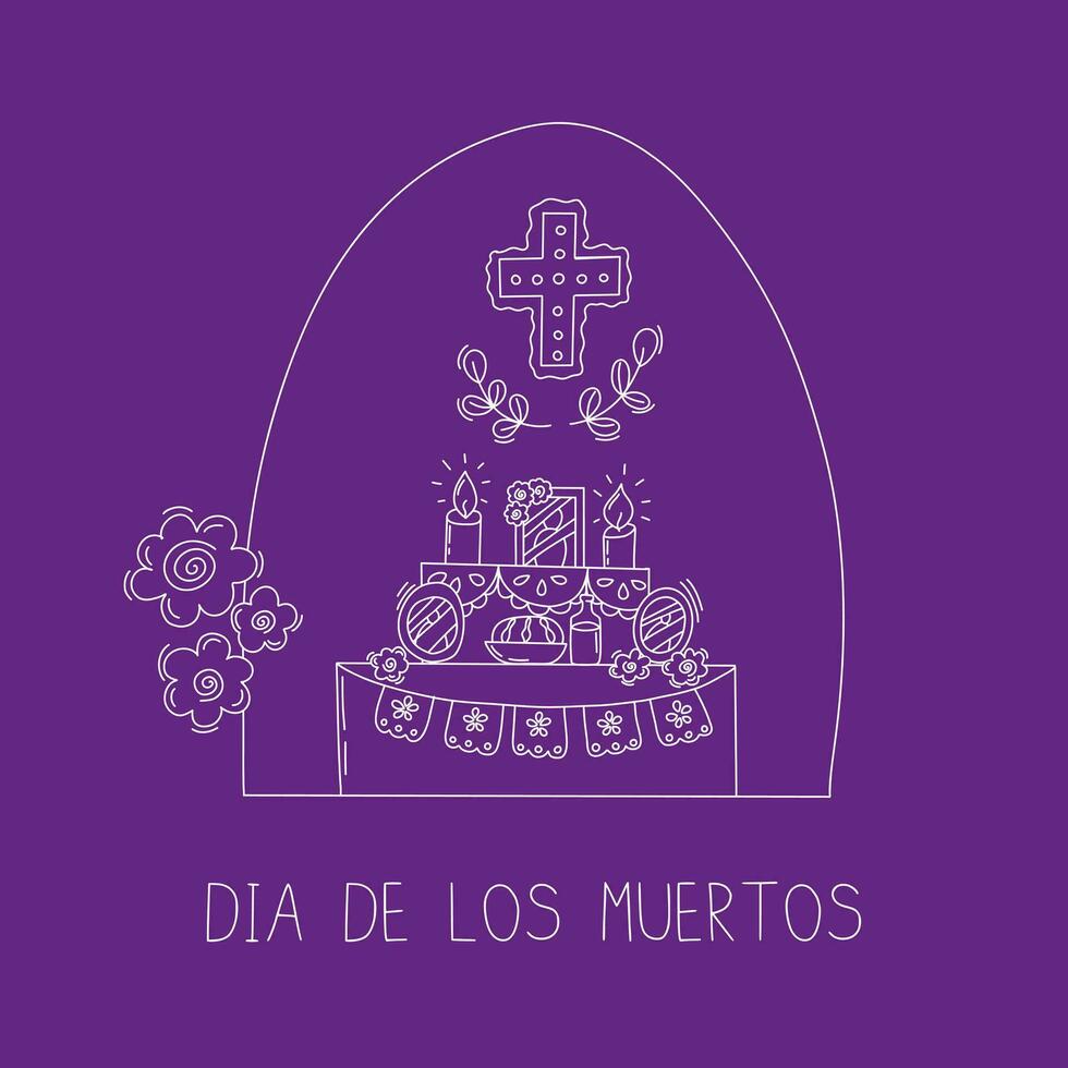 dia de los Muertos dag kaart. Latijns Amerikaans vakantie en tradities. Mexicaans religieus vakantie. vector illustratie in tekening stijl.
