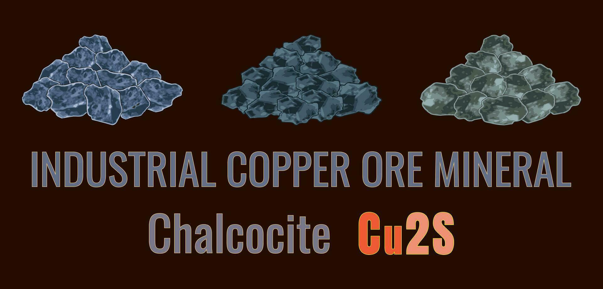 reeks van chalcopyriet vector illustraties. industrieel koper mineralen. chalcociet. strategisch mineralen.