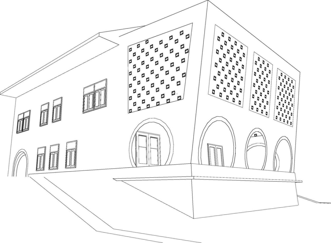 3d illustratie van gebouw project vector