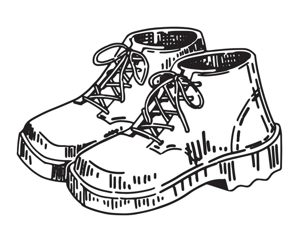 tekening van klassiek mannen schoenen. schets tekening van herfst schoenen. hand- getrokken vector illustratie. single clip art geïsoleerd Aan wit achtergrond.