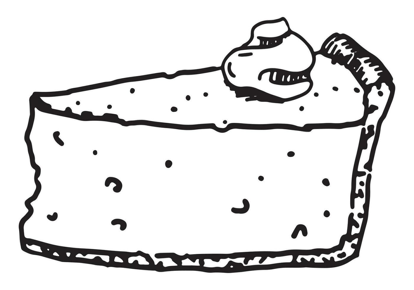 tekening van stuk van pompoen taart. schetsen van zoet eigengemaakt gebakje. hand- getrokken vector illustratie. single klem kunst geïsoleerd Aan wit.