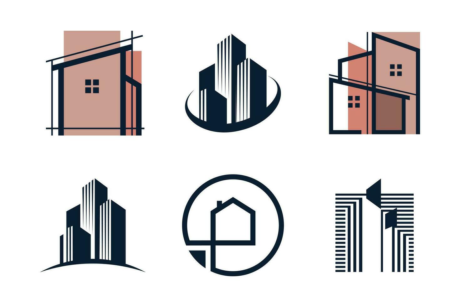 reeks van gebouw logo ontwerp element vector icoon met creatief idee
