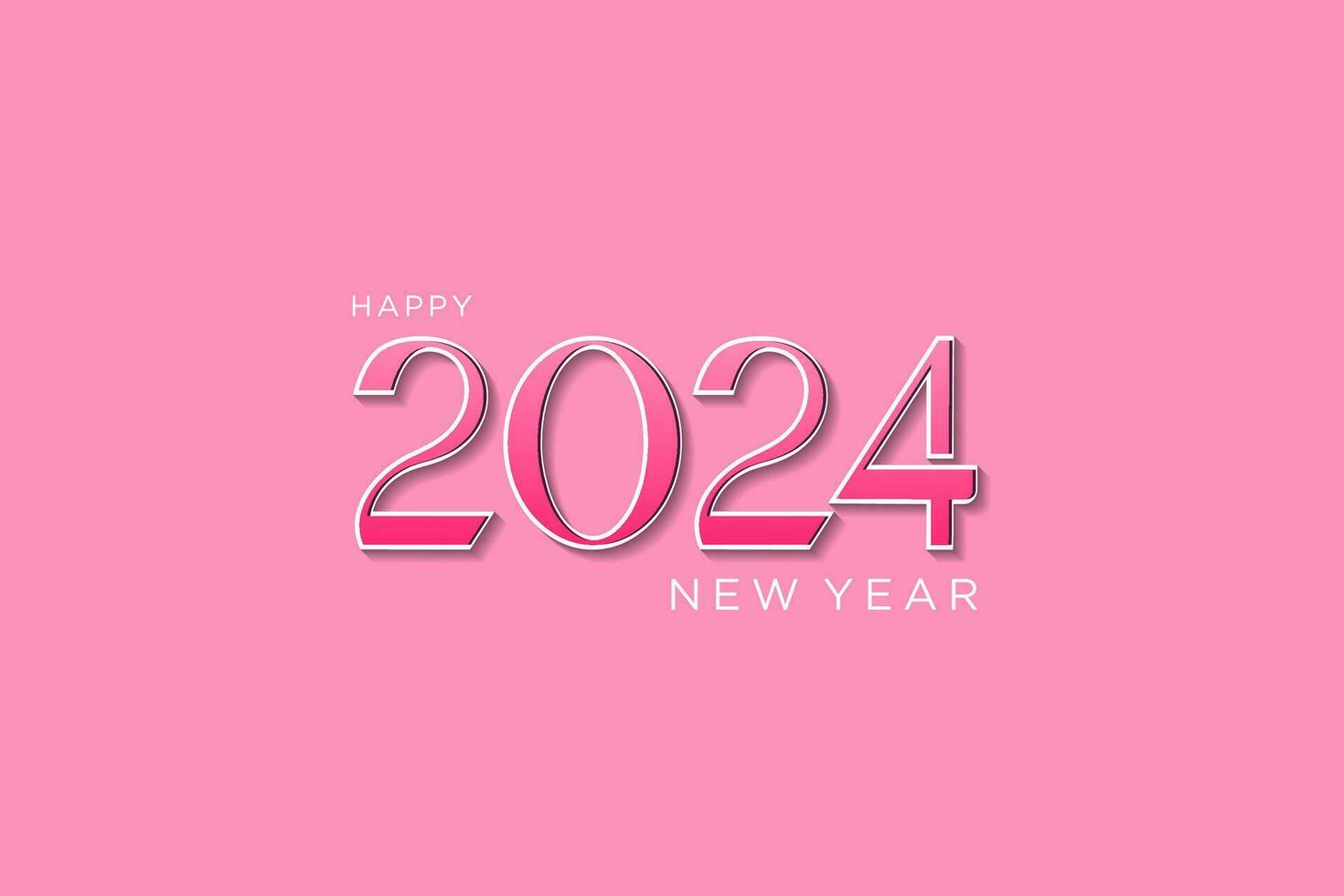 2024 nieuw jaar logo ontwerp, met roze 3d getallen vector