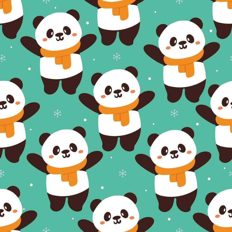 naadloos patroon tekenfilm panda. schattig dier behang voor textiel, geschenk inpakken papier vector