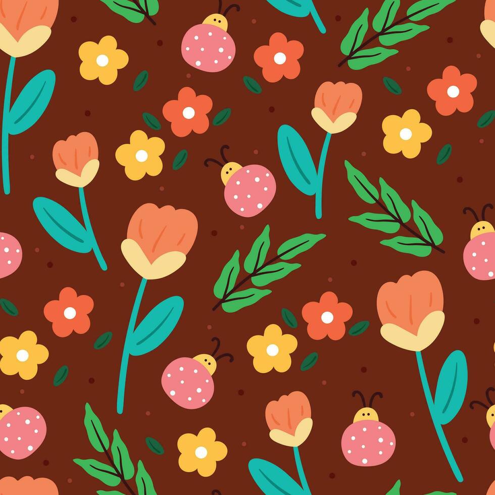 naadloos patroon schattig tekenfilm bloem en fabriek. botanisch behang voor kleding stof afdrukken, textiel vector
