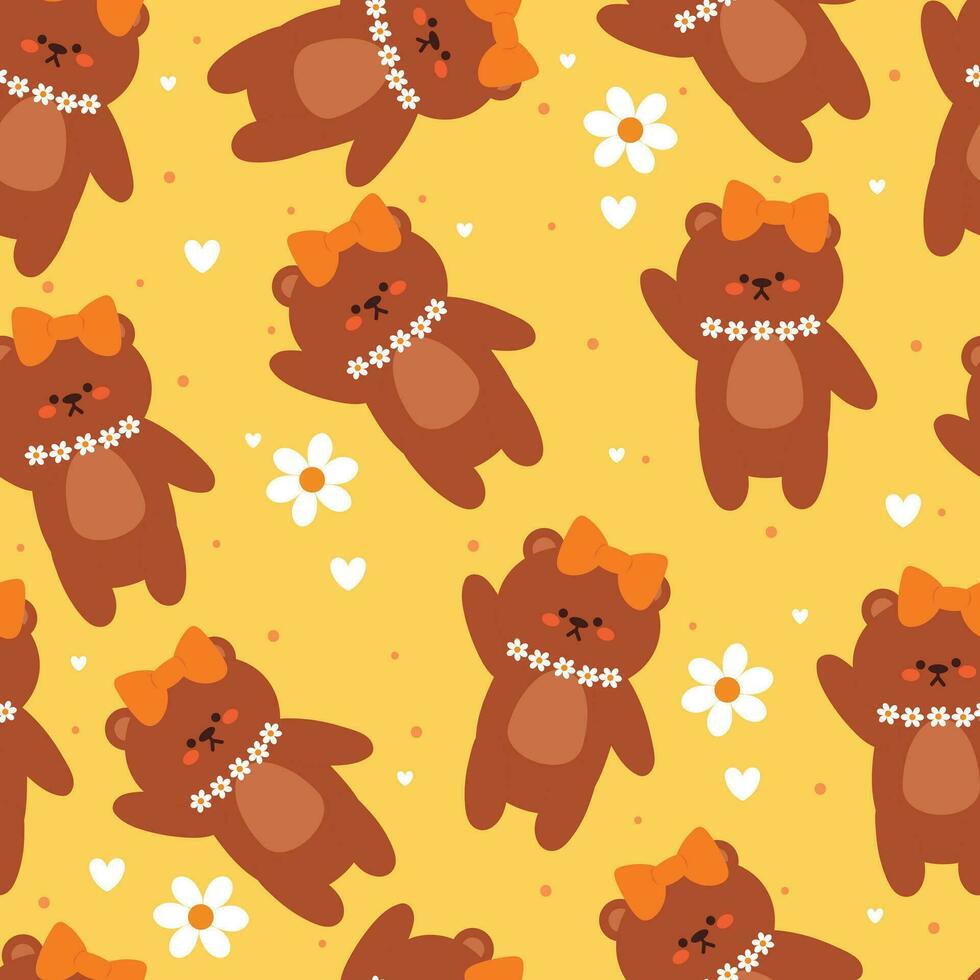 naadloos patroon tekenfilm beren. schattig dier behang illustratie voor geschenk inpakken papier vector