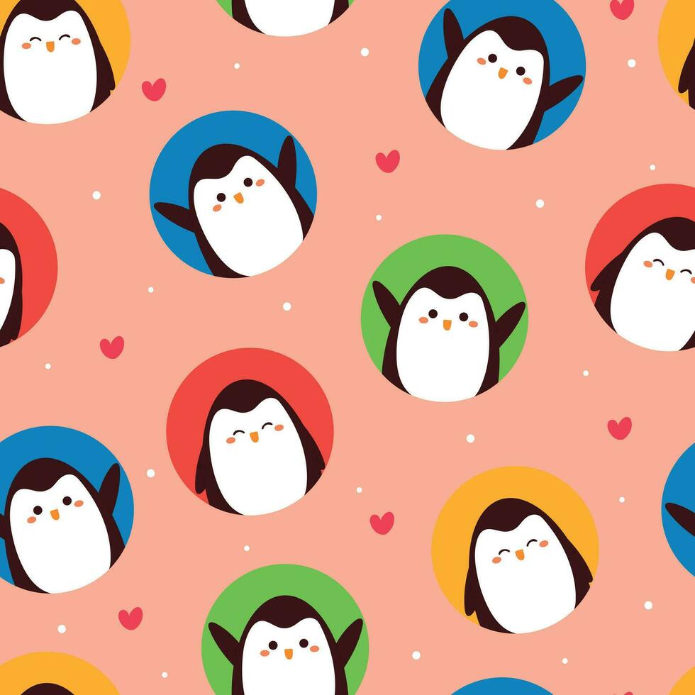 naadloos patroon tekenfilm pinguïn. schattig dier behang voor textiel, geschenk inpakken papier vector