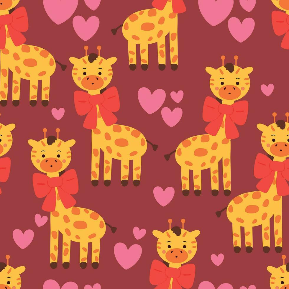 naadloos patroon tekenfilm giraffe en bloem. schattig dier behang voor textiel, geschenk inpakken papier vector